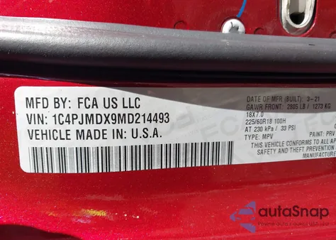 2021 Jeep Cherokee Limited 4X4 из США, поврежденный, VIN 1C4PJMDX9MD214493